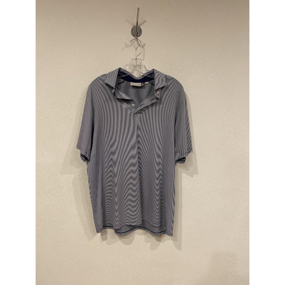 KJUS Polo Shirt Mens 2XL Blue Micro Stripe UPF 50+ Golf Performance Comfort Fit